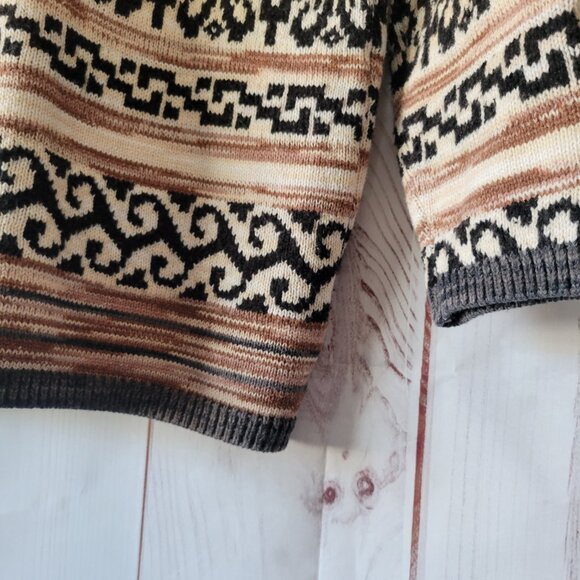 Buckle Lucky Brand Jacquard Boyfriend Open Front Knit Cardigan Sweater, Western - Picture 5 of 10